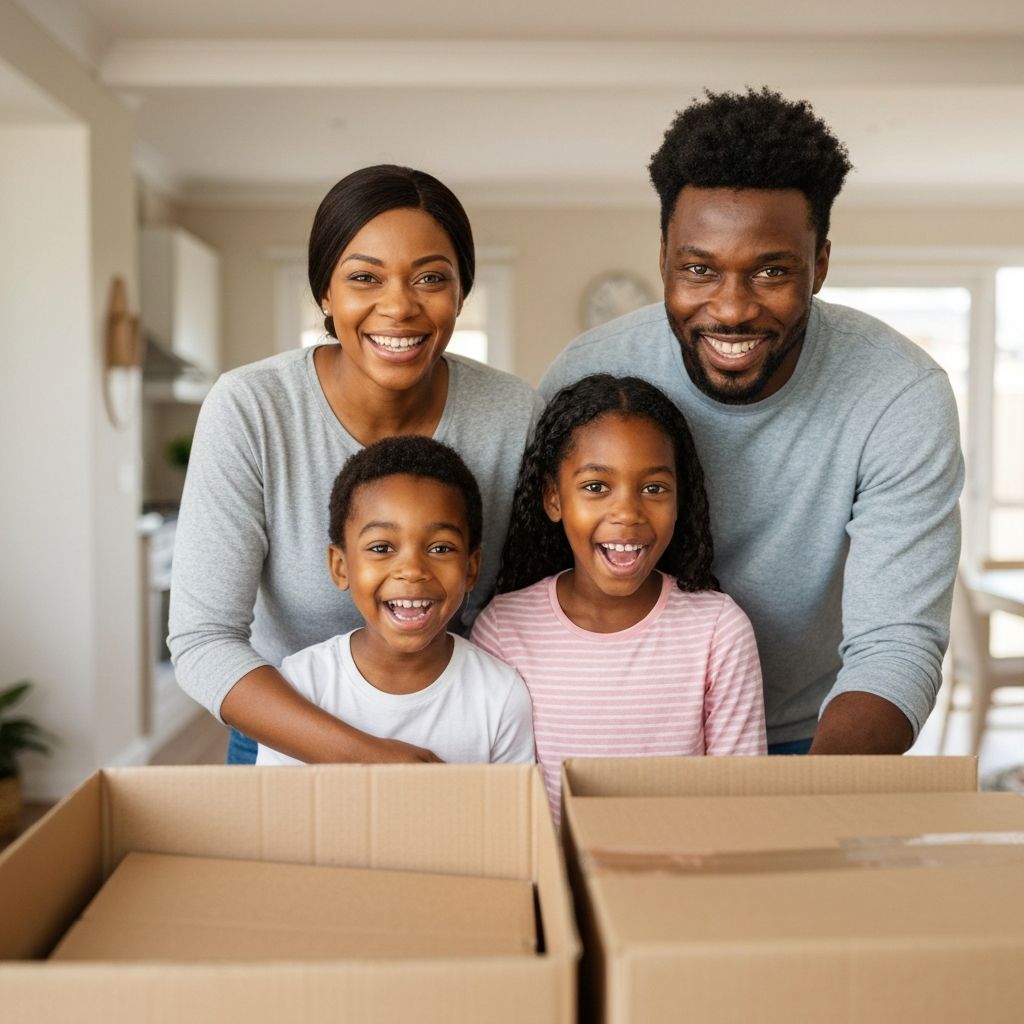 Happy South African family in their new home